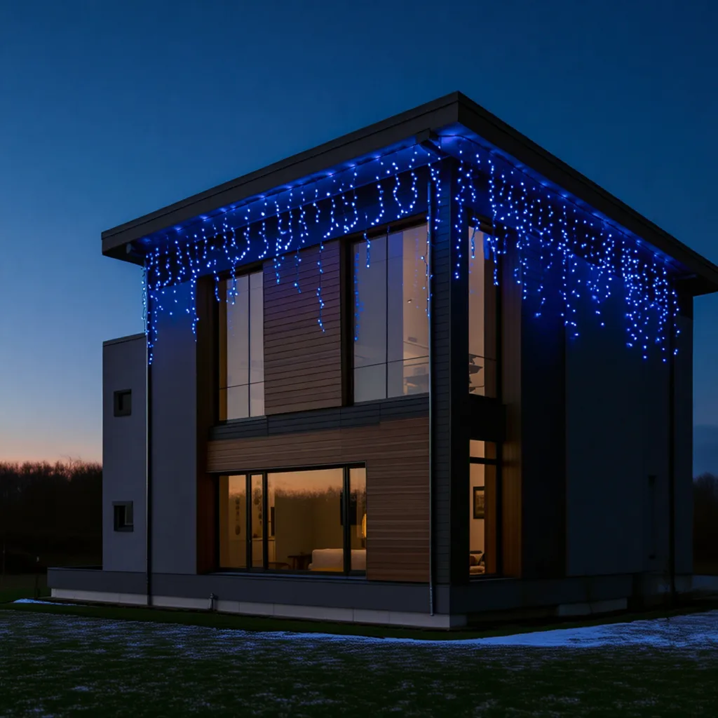 Вулична гірлянда Бахрома 25 м 405 LED чорний провід синій