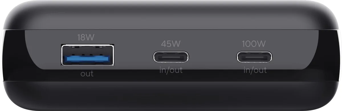 Акумулятор портативний літій-іонний power bank Trust Laro, 20000 мА·год, USB-A/2хUSB-C, 100w, чорний