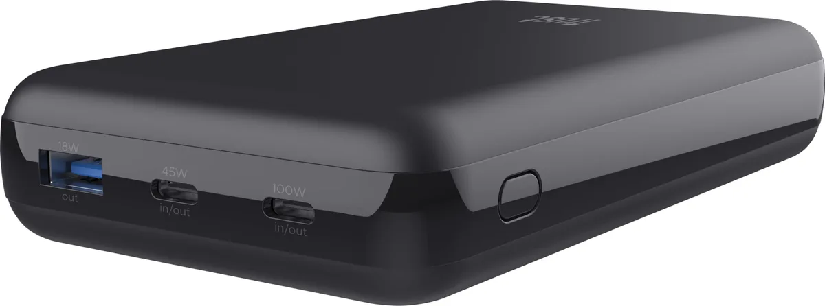 Акумулятор портативний літій-іонний power bank Trust Laro, 20000 мА·год, USB-A/2хUSB-C, 100w, чорний