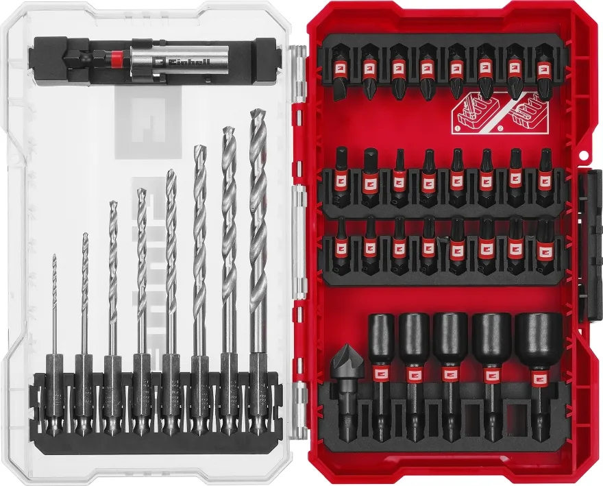 Набір свердел і біт для металу Einhell 39 шт у кейсі M-Case, вага 0.64 кг.