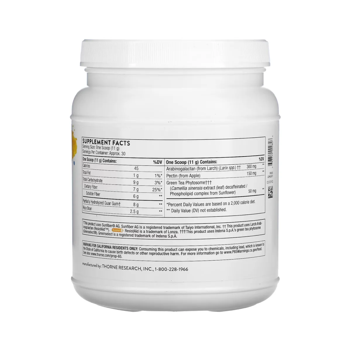 Фибровая добавка Thorne FiberMend 330 г без глютена