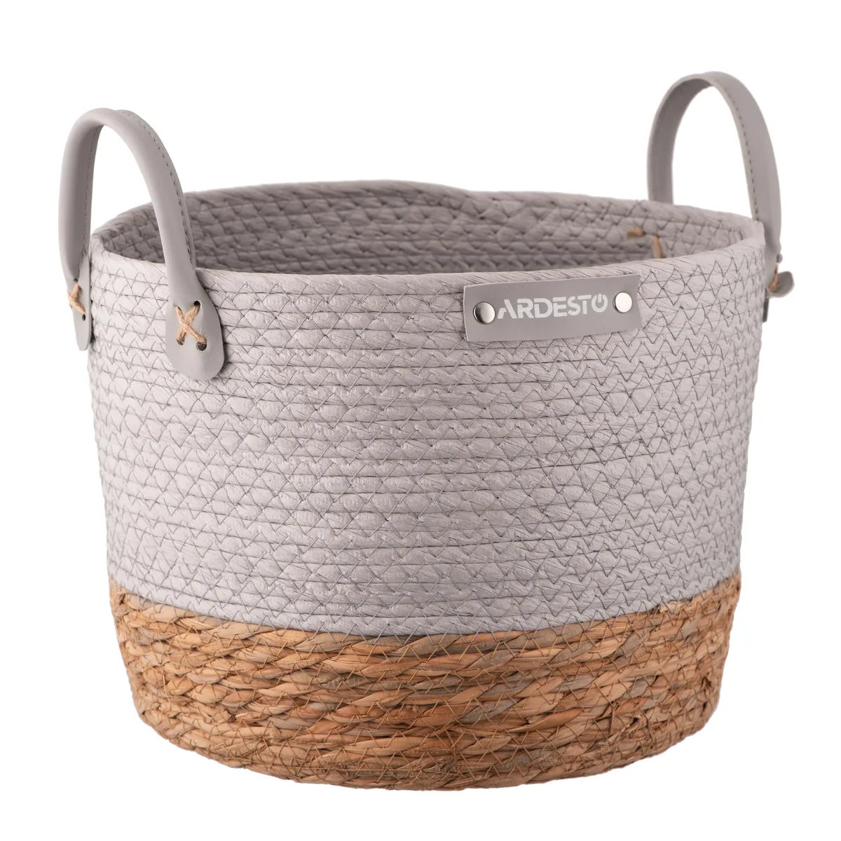 Кошик ARDESTO Minimalism 28х28х22см, з паперовим шпагатом, рогожка, сірого кольору.