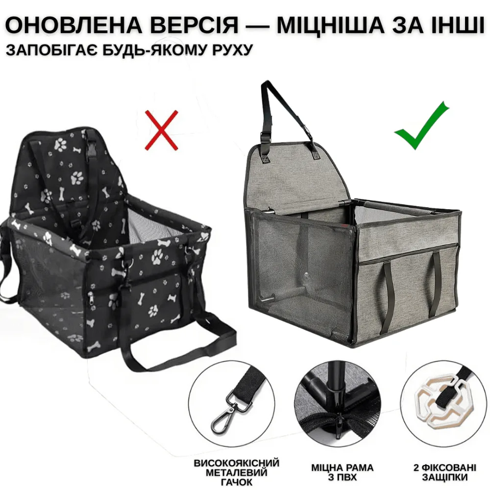 Сумка-переноска для собак и кошек каркасная складная 38,5x38,5x43 см Оксфорд серый