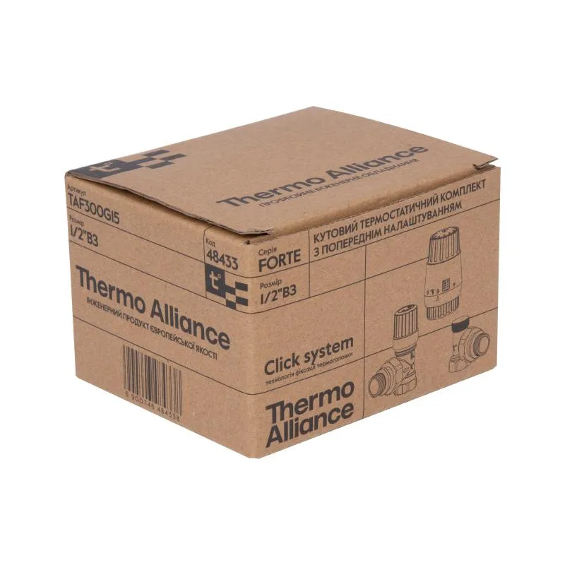 Комплект термостатичний радіаторний Thermo Alliance Forte TAF300G15 кутовий 1/2" латунь 38х33,5х23 см