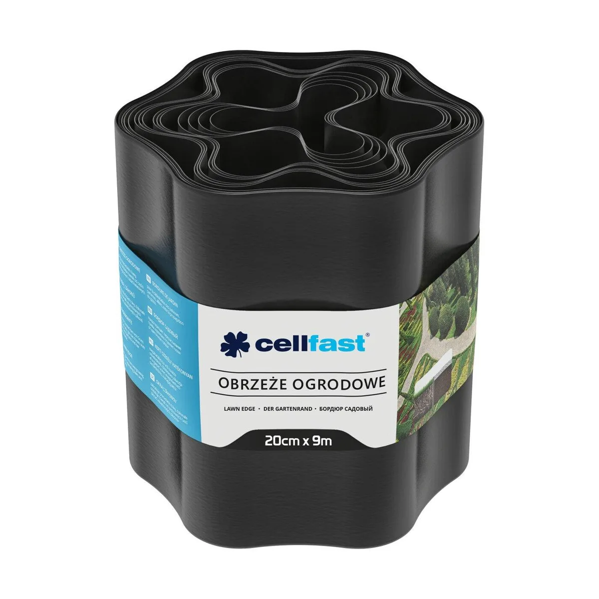 Газонна стрічка Cellfast, хвиляста бордюрна, 20 см x 9 м, чорного кольору.