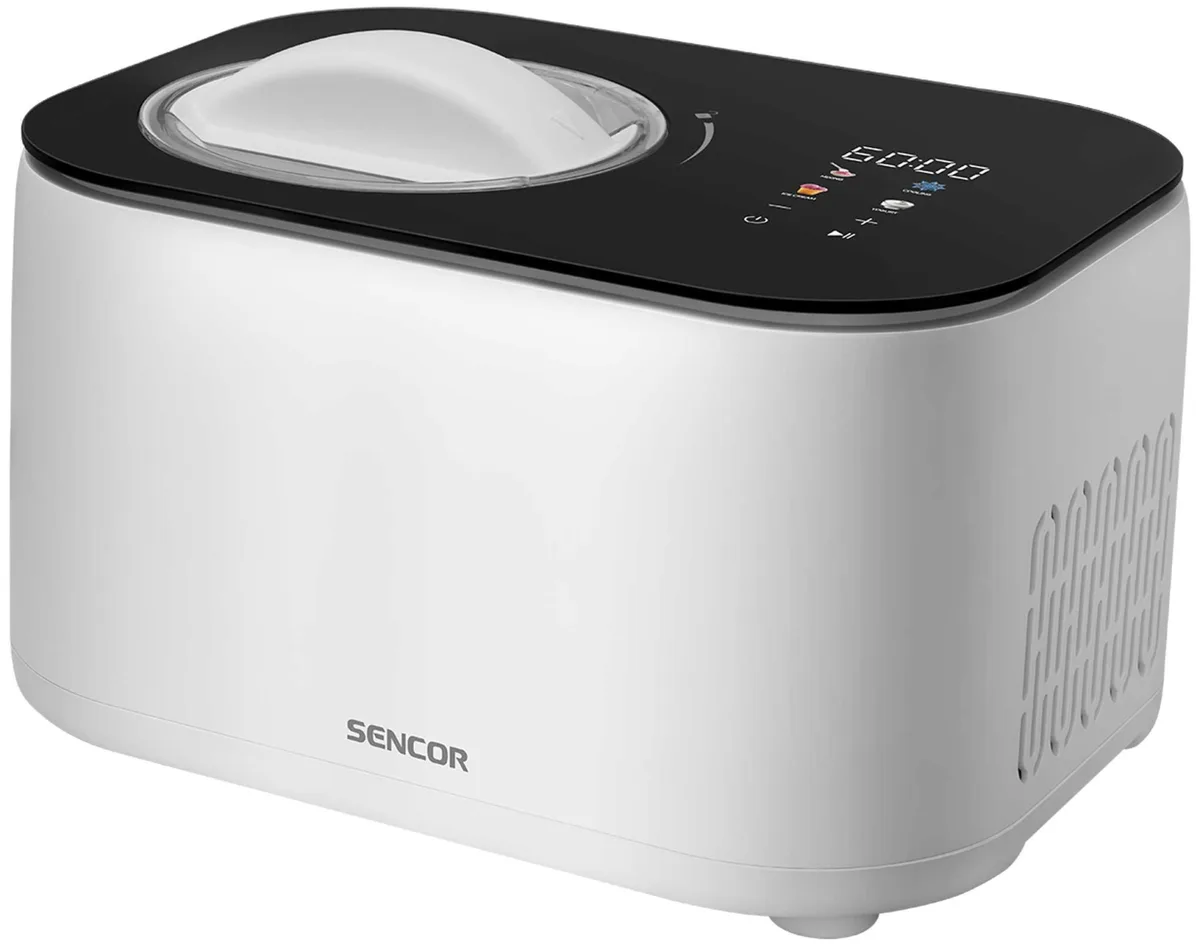 Морозильна машина Sencor, 100 Вт, ємність 1 л, час приготування 60 хв, пластиковий корпус, кольори: чорний та білий.