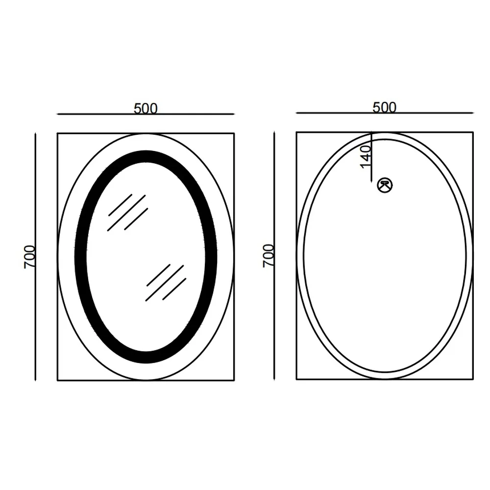 Дзеркало настінне LED Touch Mixxus PLAIN MV03 50x70 см алюмінієве 6000K