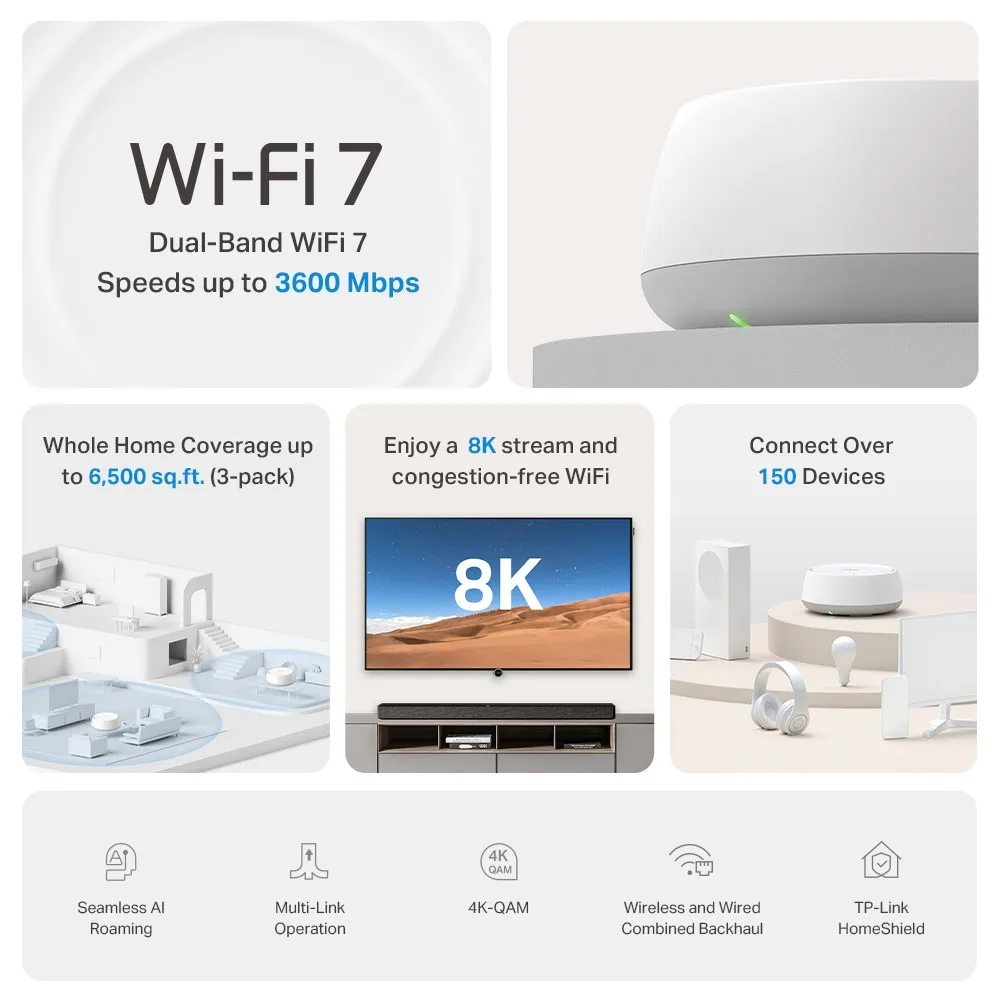 Система WiFi-Mesh TP-LINK Deco BE22 BE3600, 1xGE LAN, 1xGE WAN, 1мод