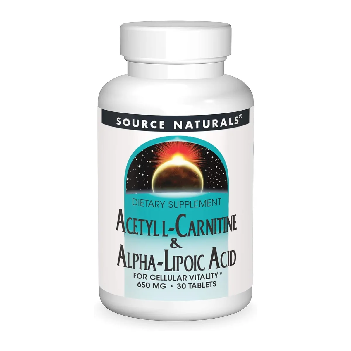 Ацетил L-карнітин та альфа-ліпоєва кислота Source Naturals 650 мг 30 табл Вегетаріанські