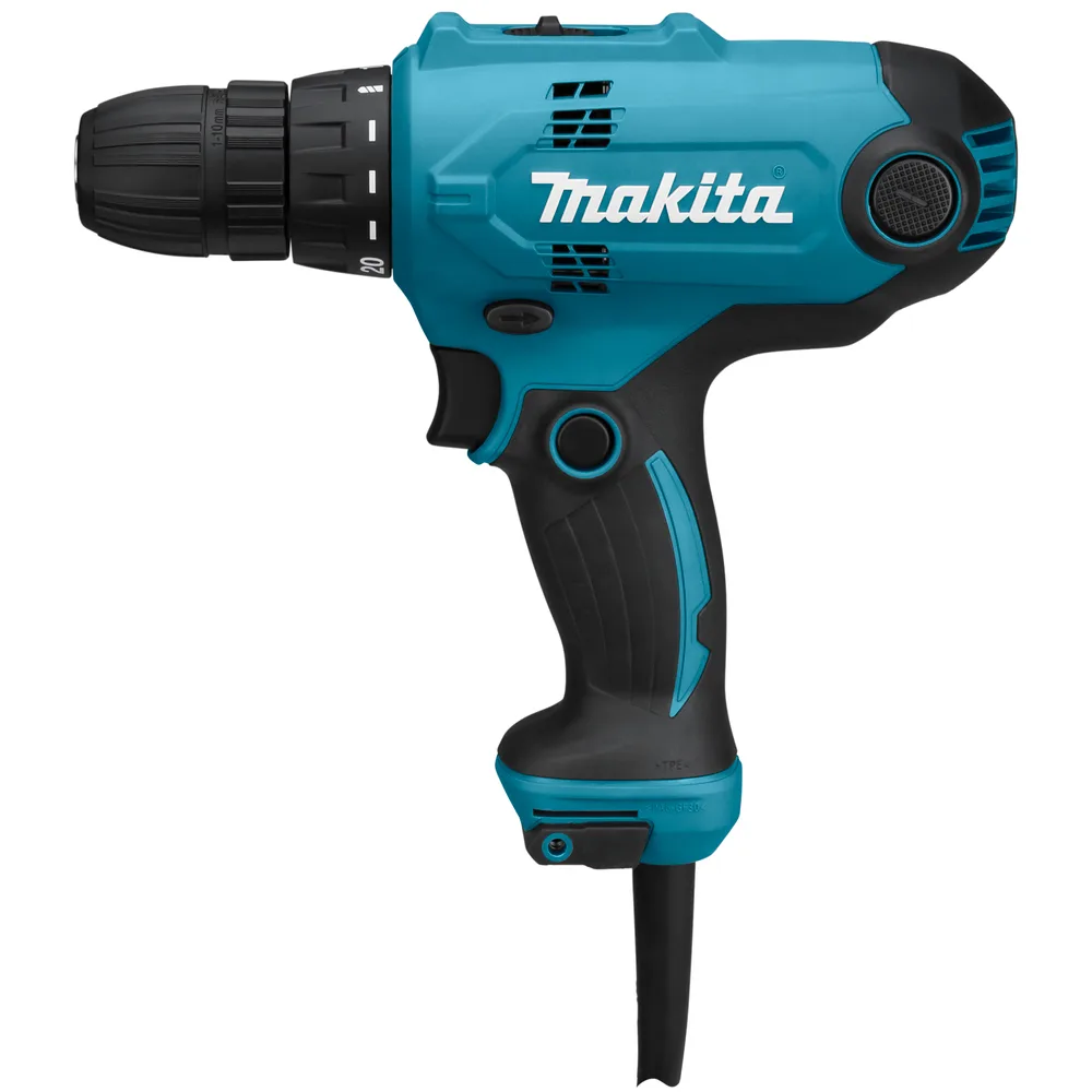 Электродрель-шуруповерт Makita DF0300, 320 Вт, 21·42 Нм, 0–450/0–1500 об/мин, вес 12 кг
