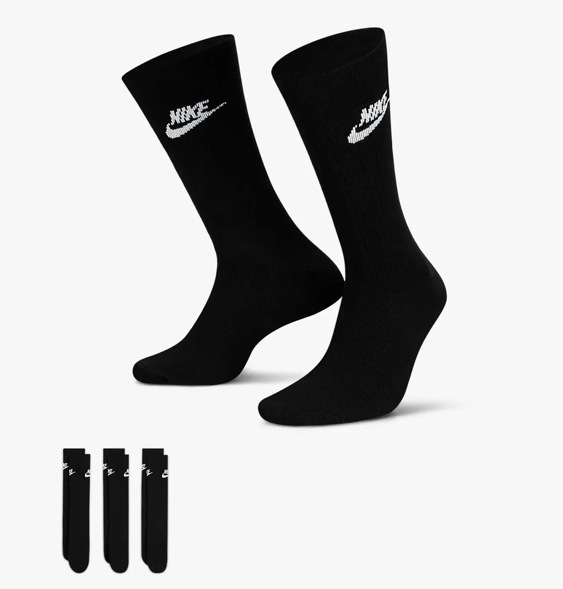 Шкарпетки Nike поліестер 38-42 чорні унісекс 3 пари
