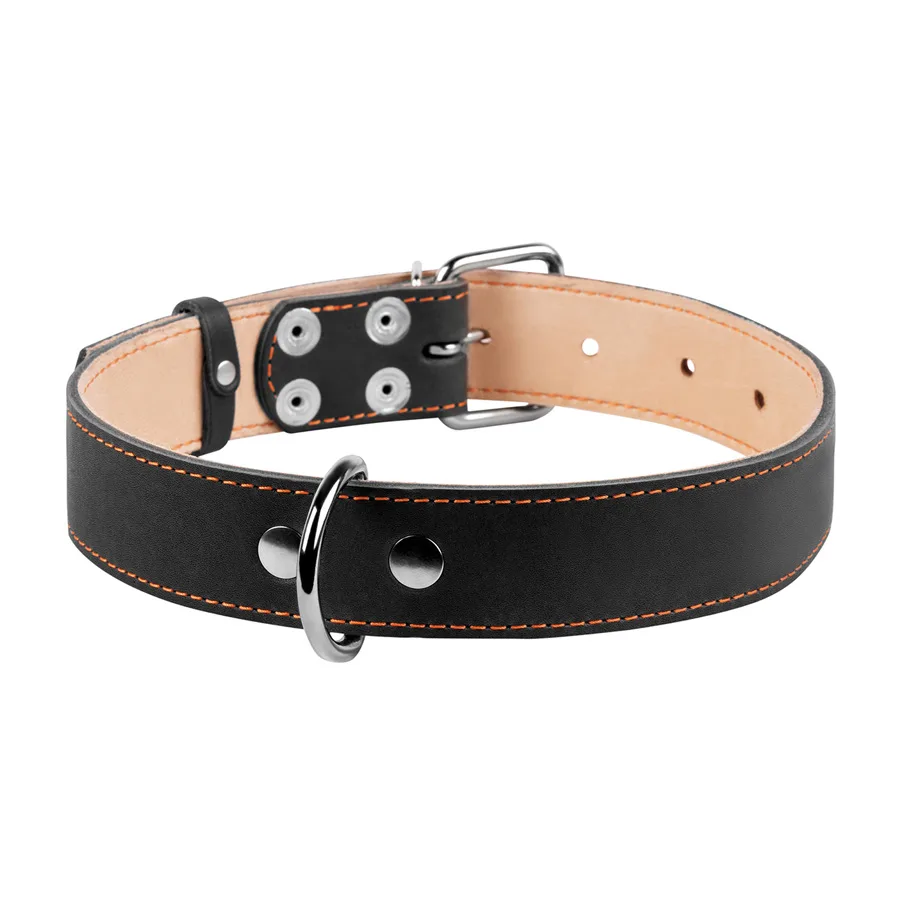 Нашийник CoLLaR подвійний 35мм шкіряний 48-63 см чорний