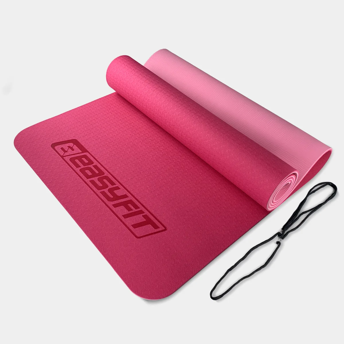 Килимок для йоги EasyFit TPE 183х61 см рожевий-світло-рожевий 6 мм