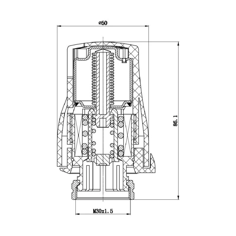 Термостатична головка Thermo Alliance Standart SF254 М30х1,5 пластик, метал 54х54х100 мм