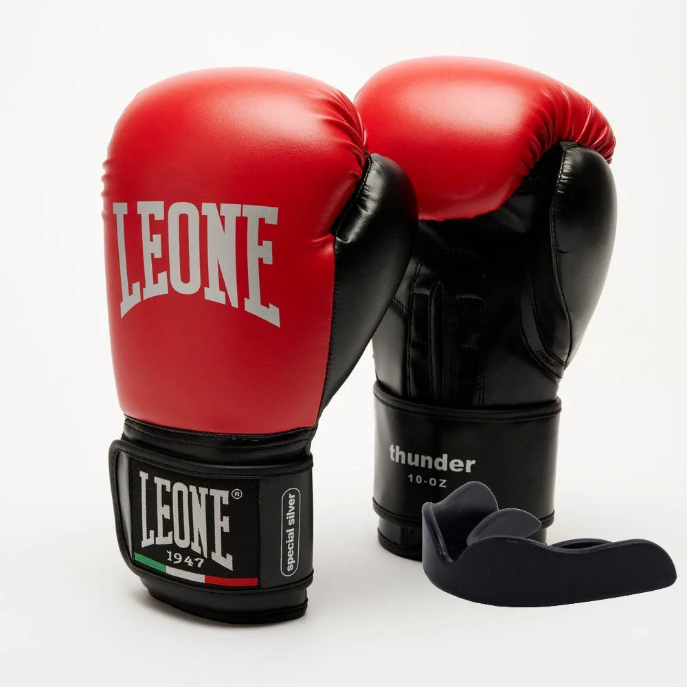 Боксерські рукавиці Leone штучна шкіра 10 oz червоні з капою