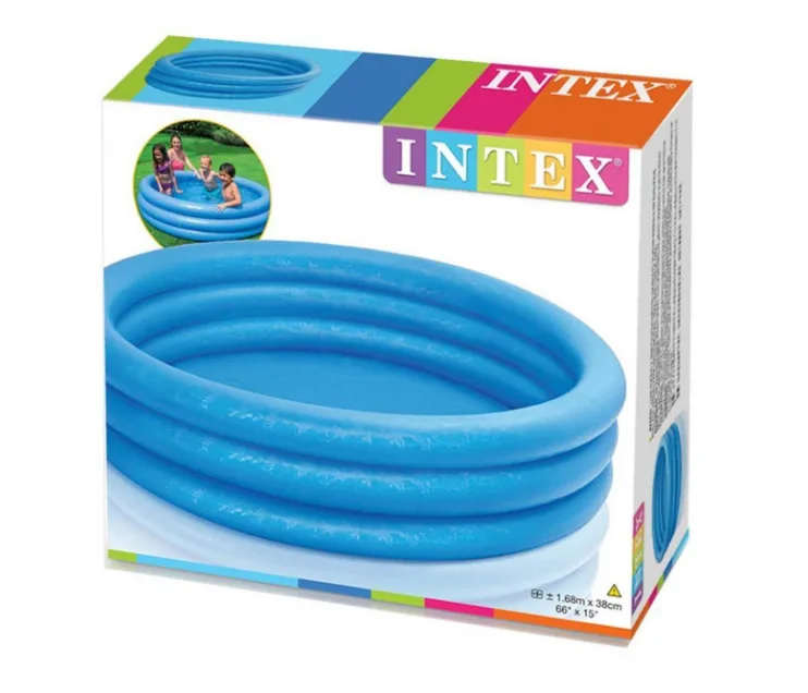 Круглий надувний басейн Intex ПВХ 168 см блакитний 3 кільця