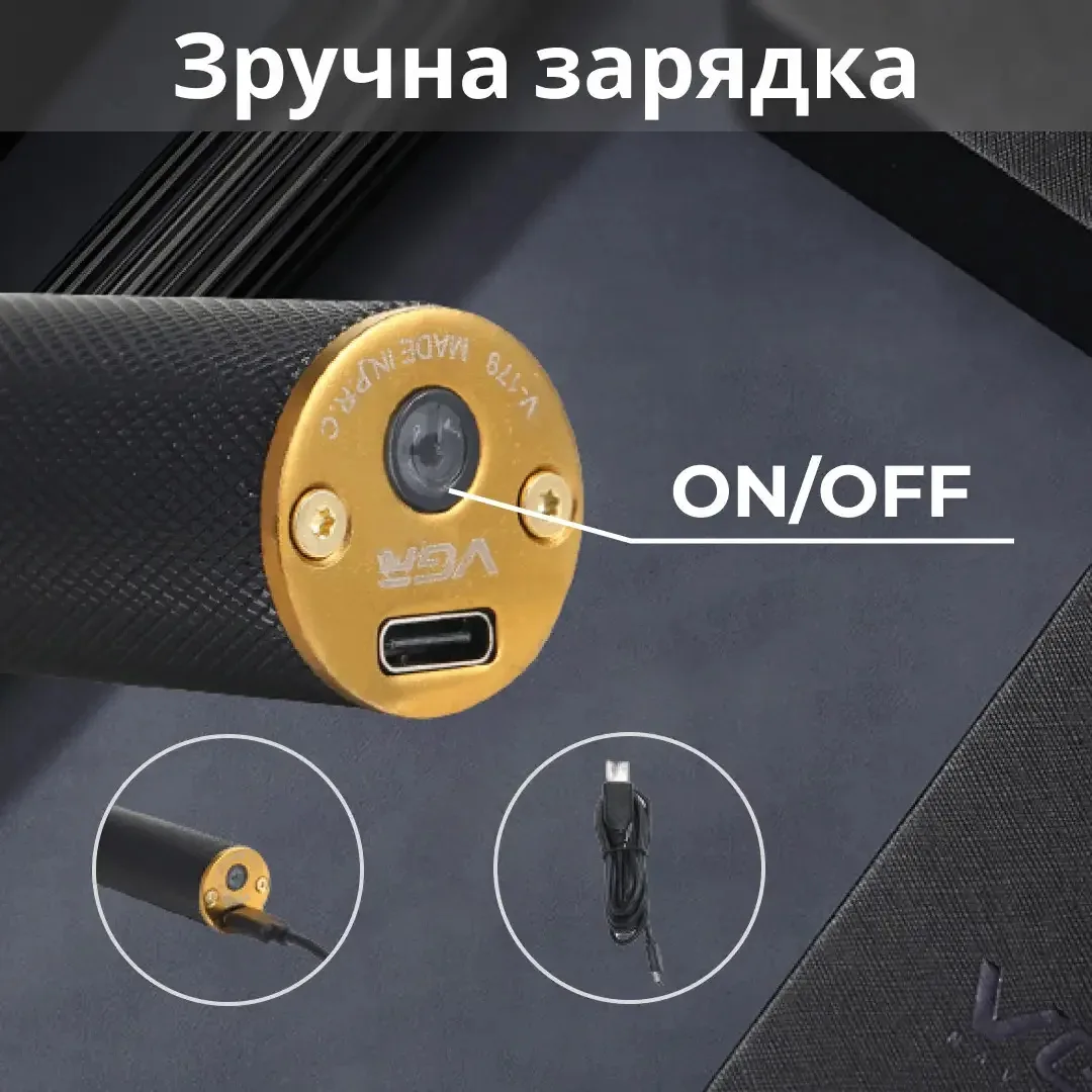 Триммер для стрижки VGR аккумуляторный сталь 1-3 мм черный