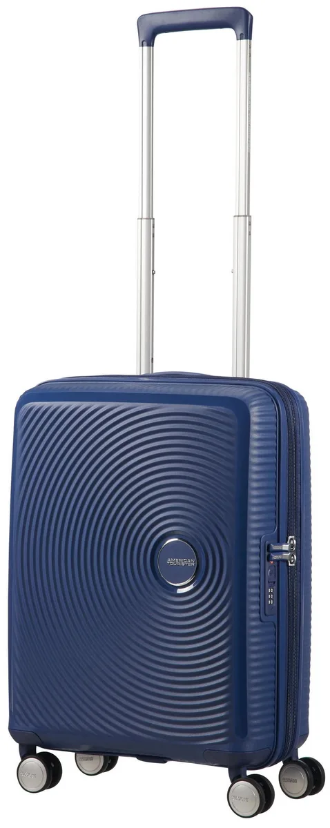 Вализа American Tourister, Soundbox, полипропилен, малая, 55 см, 35.5/41 л, TSA, 4 колеса, EXP, темно-синий.