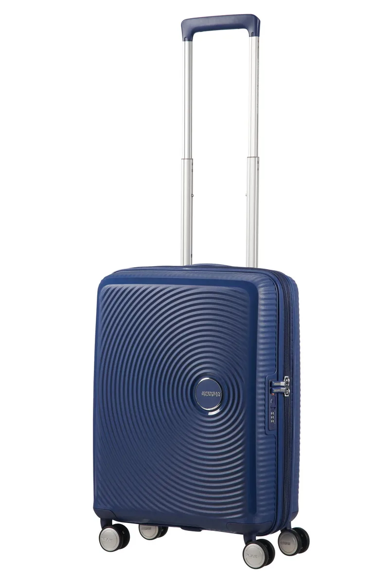 Валіза American Tourister, Soundbox, поліпропілен, мала, 55см, 35.5/41л, TSA, 4 колеса, EXP, темно-синій