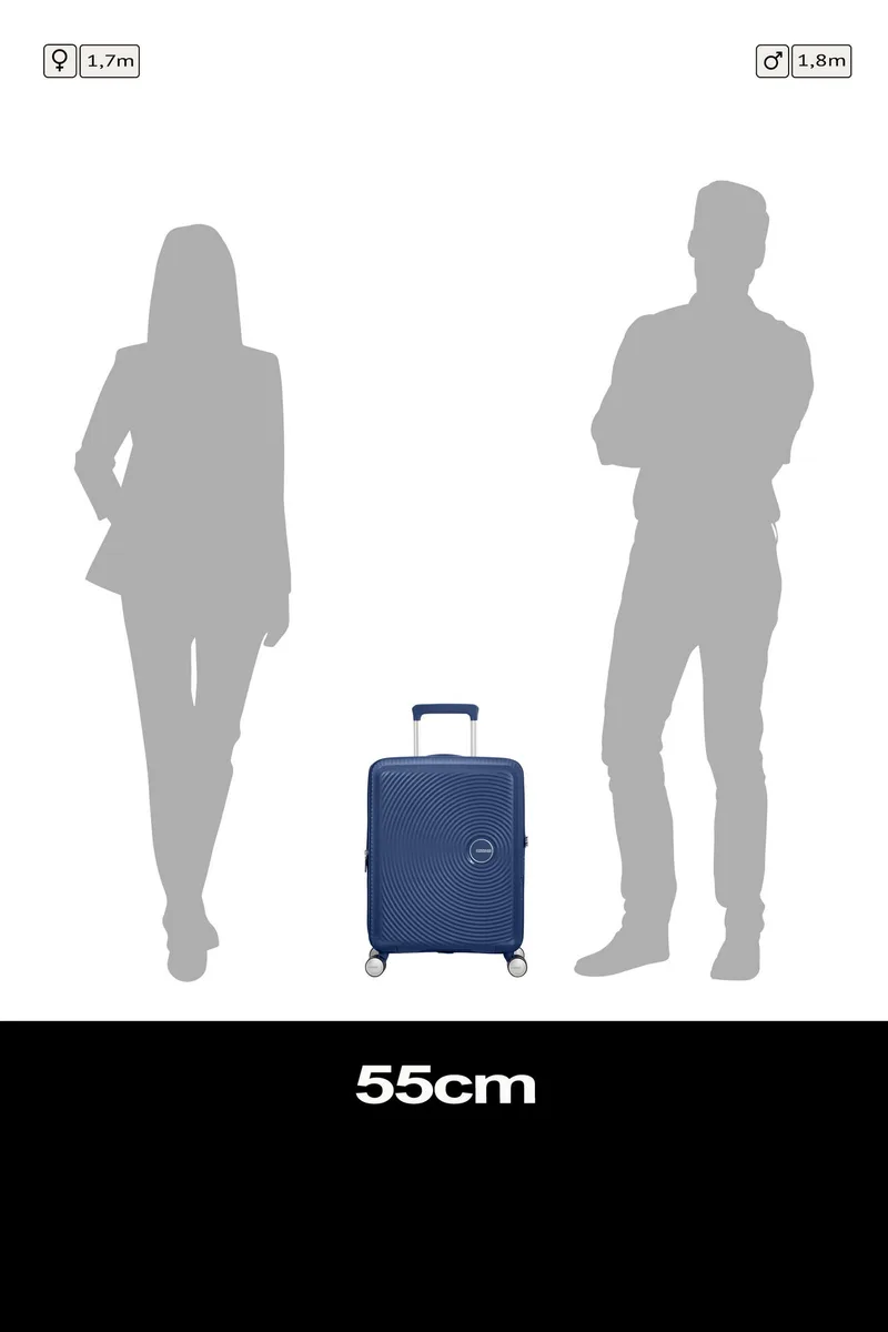 Валіза American Tourister, Soundbox, поліпропілен, мала, 55см, 35.5/41л, TSA, 4 колеса, EXP, темно-синій