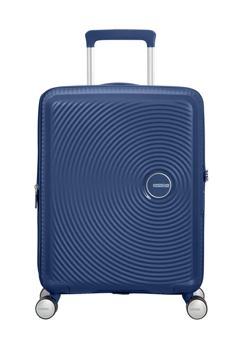 Валіза American Tourister, Soundbox, поліпропілен, мала, 55см, 35.5/41л, TSA, 4 колеса, EXP, темно-синій