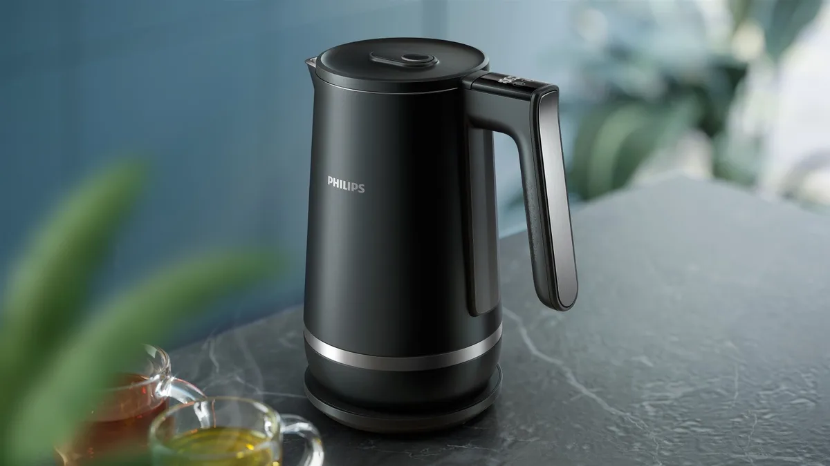 Електрочайник Philips Series 7000, Strix, з двошаровими стінками, 6 температурних режимів, чорний.