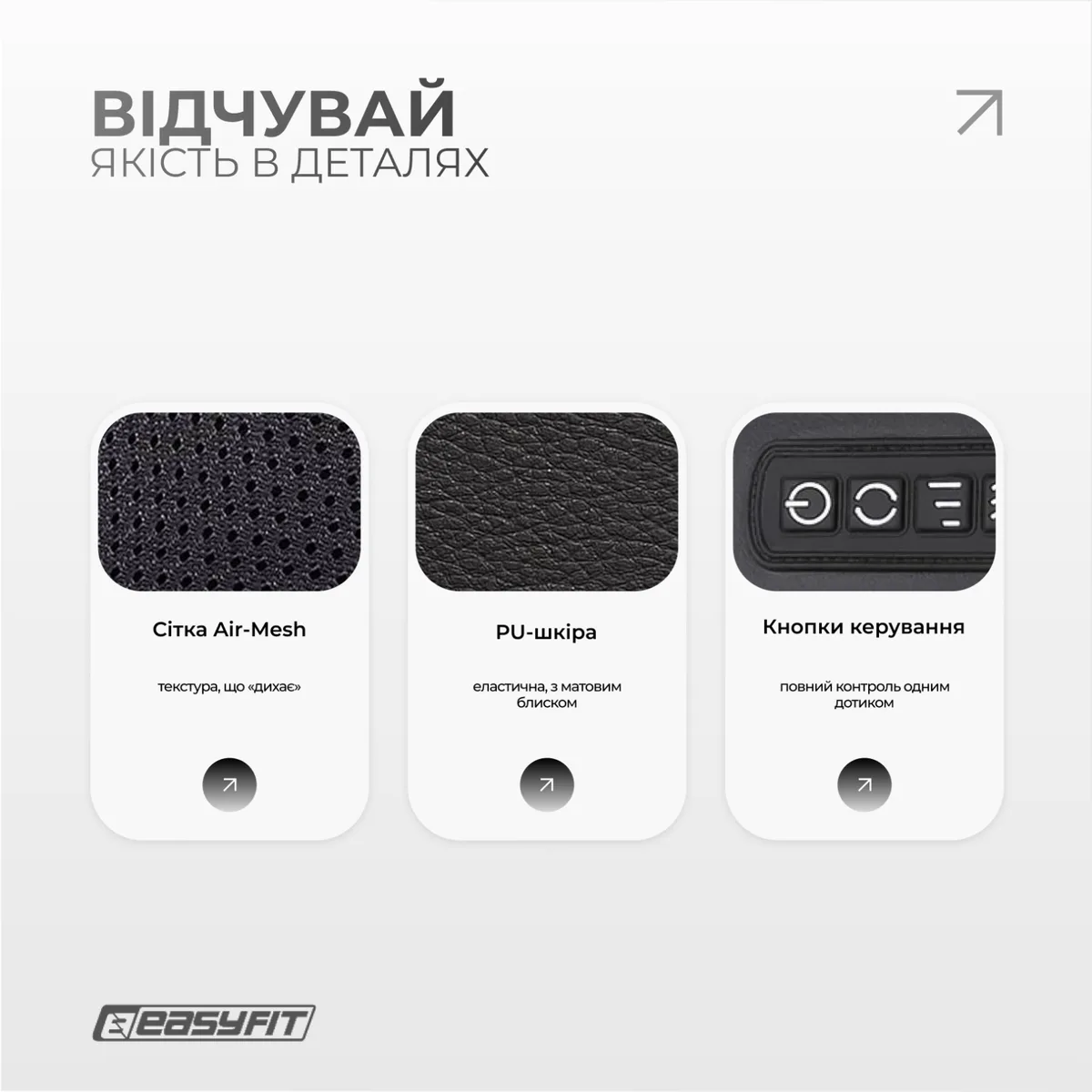 Масажер для шиї та плечей EasyFit Shiatsu 38х19х16 см еко-шкіра Чорний