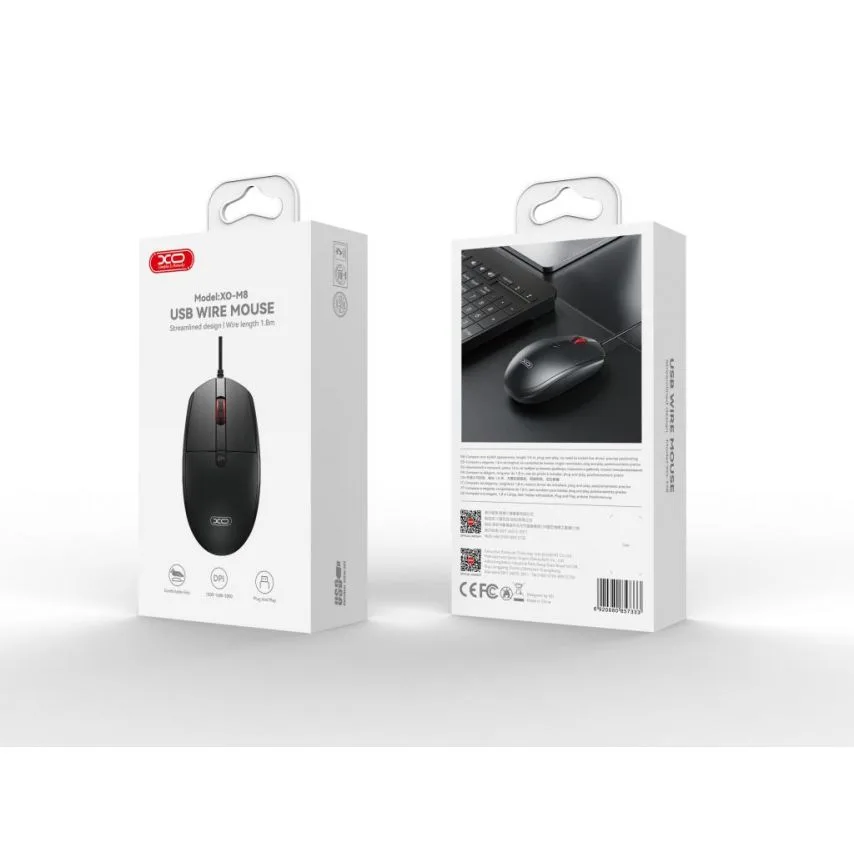 Мишка дротова XO USB чорна 3 кнопки