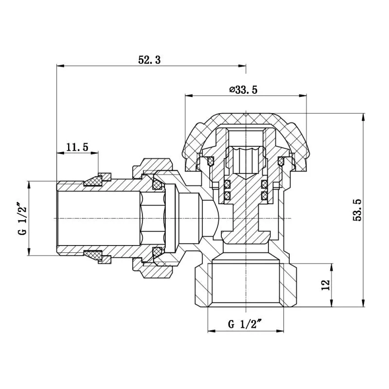Кран радіаторний кутовий 1/2" з антипротіканням латунний SF233W15