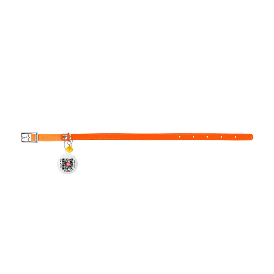 Нашийник WAUCAT Glamour шкіряний XXS 9 мм 22х30 см помаранчевий