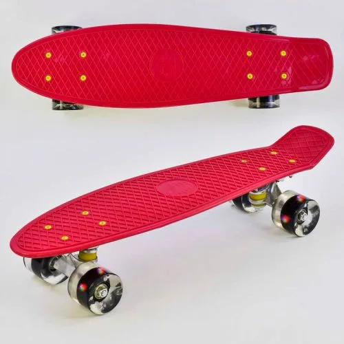 Пенни борд BEST BOARD ВИШНЕВЫЙ 55см с колесами PU со светом для детей и подростков скейтборд