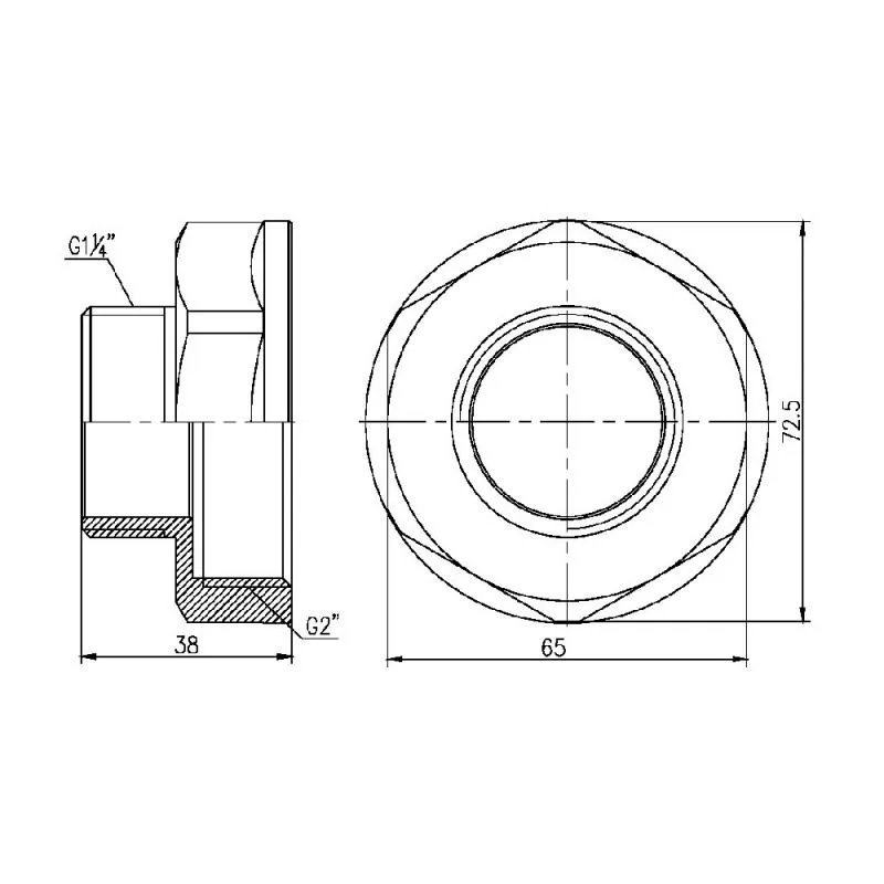 Переходник никелированный 2"x1 1/4" латунь Thermo Alliance Forte