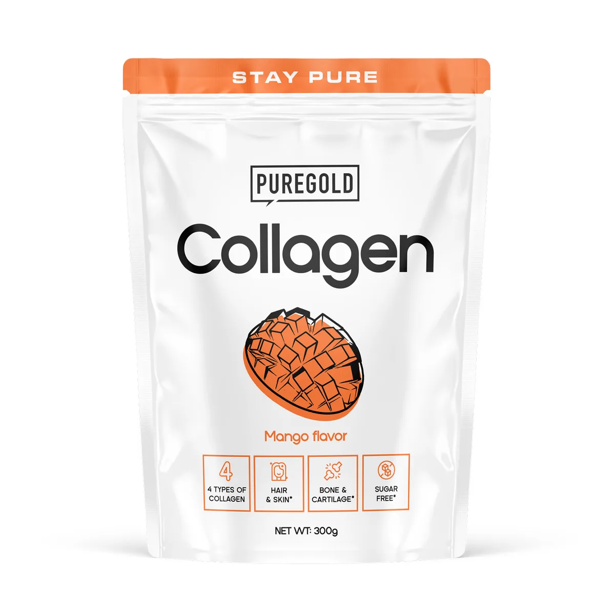 Collagen Pure Gold Баранячий та рибний колаген 300 г Тропічний манго з шматочками фруктів