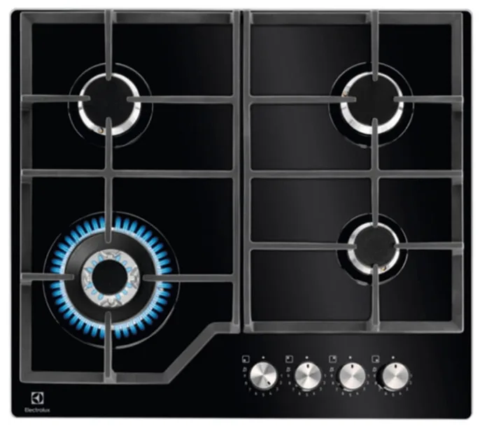 Газова варильна поверхня Electrolux Чорне загартоване скло 59х4,9х52 см 4 конфорки