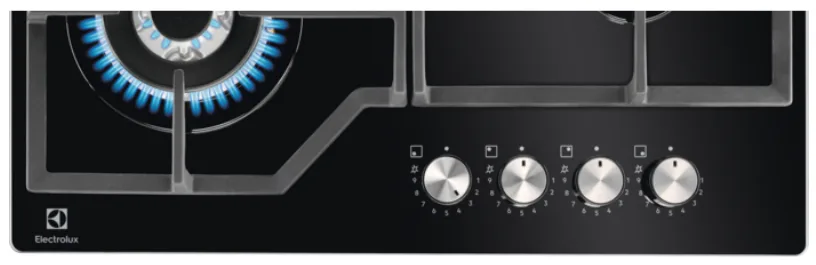 Газовая варочная поверхность Electrolux Черное закаленное стекло 59х4,9х52 см 4 конфорки