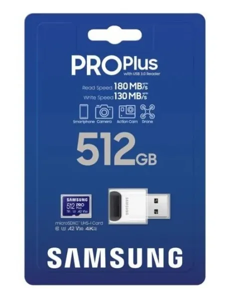 Карта пам'яті Samsung microSDXC 512ГБ Class 10 UHS-I PRO Plus