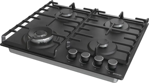 Газова варильна поверхня Gorenje Нержавіюча сталь 60х52 см Чорна 4 конфорки