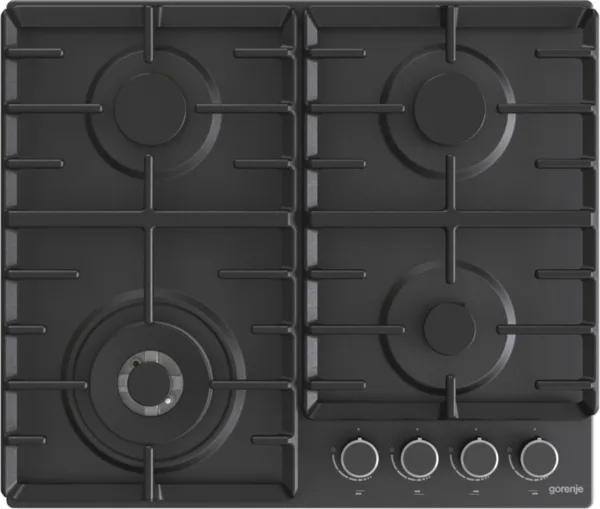 Газова варильна поверхня Gorenje Нержавіюча сталь 60х52 см Чорна 4 конфорки
