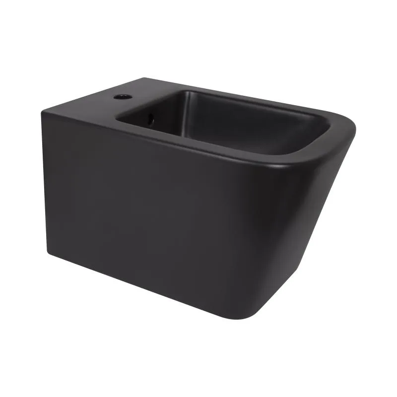 Біде підвісне Qtap Tern New 360x500x320 мм кераміка чорне матове