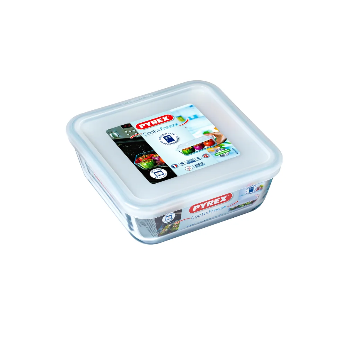Форма квадратная с крышкой Pyrex боросиликатное стекло 15х15 см