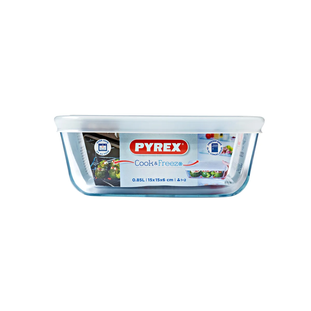 Форма квадратная с крышкой Pyrex боросиликатное стекло 15х15 см