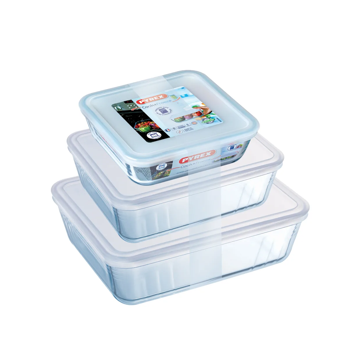 Форма квадратная с крышкой Pyrex боросиликатное стекло 15х15 см
