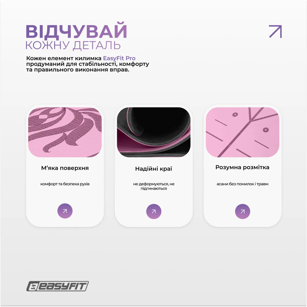 Килимок для йоги EasyFit каучук 5 мм 184х68 см Рожевий