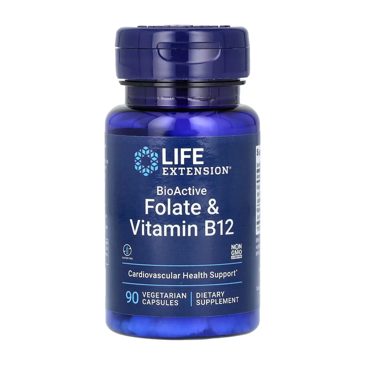 Біоактивний фолат та вітамін В12 Life Extension 90 капсул без глютену