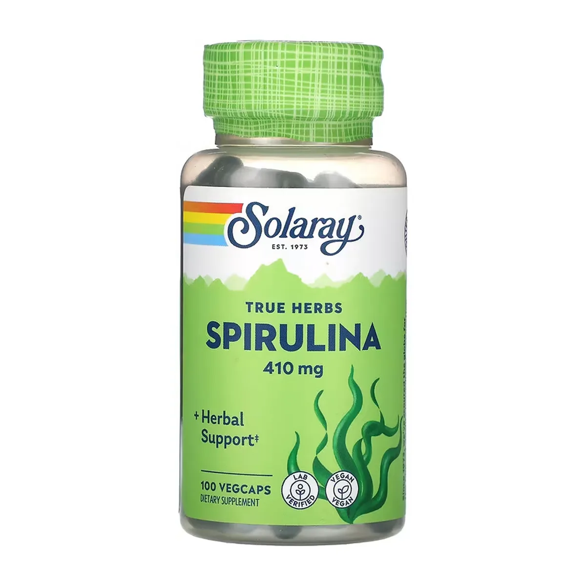 Спіруліна Algae 410mg 100 капсул веганська добавка Solaray