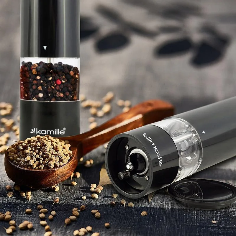 Електрична млинка Kamille Spice з керамічними жорнами для спецій 22 см чорна