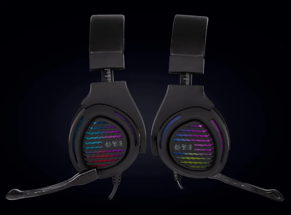 Компьютерная аудиогарнитура Tracer полноразмерные проводные черные с RGB подсветкой 50 мм