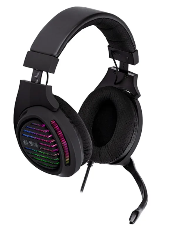 Компьютерная аудиогарнитура Tracer полноразмерные проводные черные с RGB подсветкой 50 мм