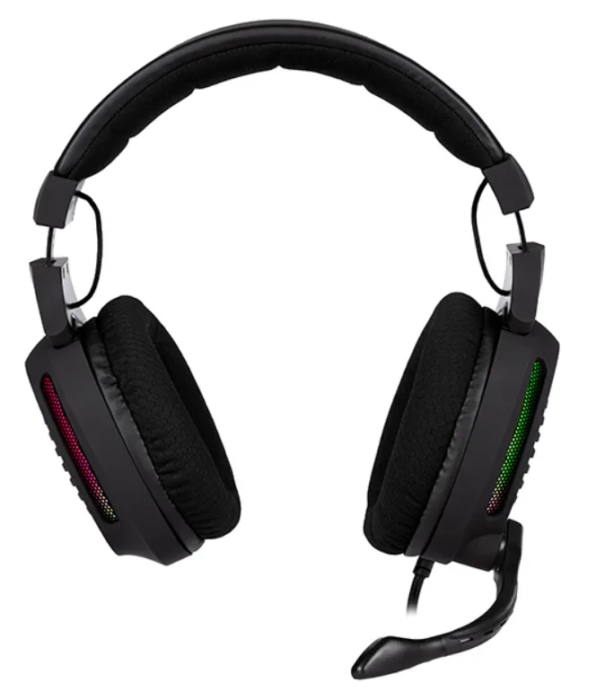 Компьютерная аудиогарнитура Tracer полноразмерные проводные черные с RGB подсветкой 50 мм