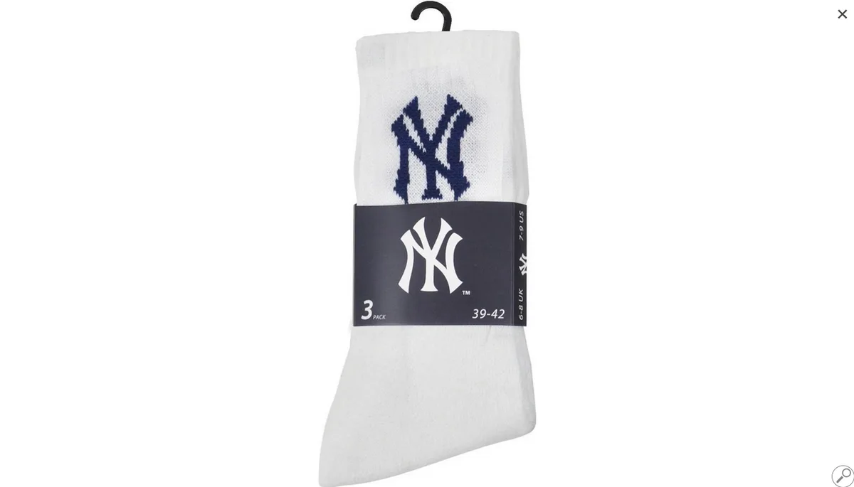 Шкарпетки New York Yankees 70% бавовна 39-42 білий 3 пари